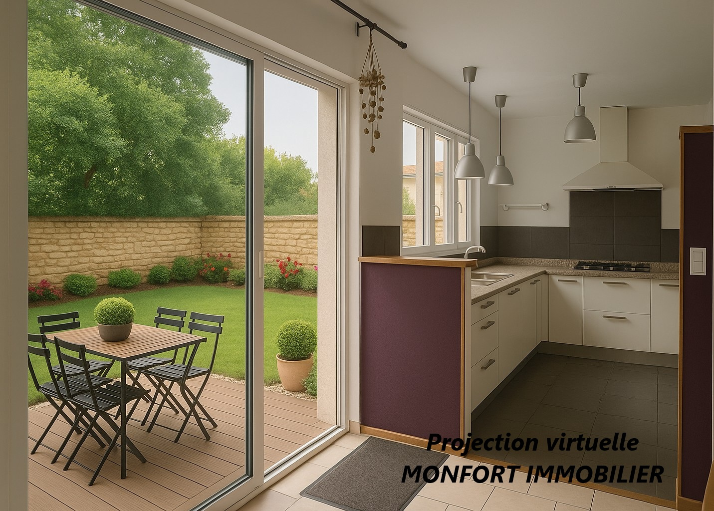 Maison de ville en pierre rénovée   5 chambres (ou 4 + bureau), jardin avec cuisine d’été   157 m2
